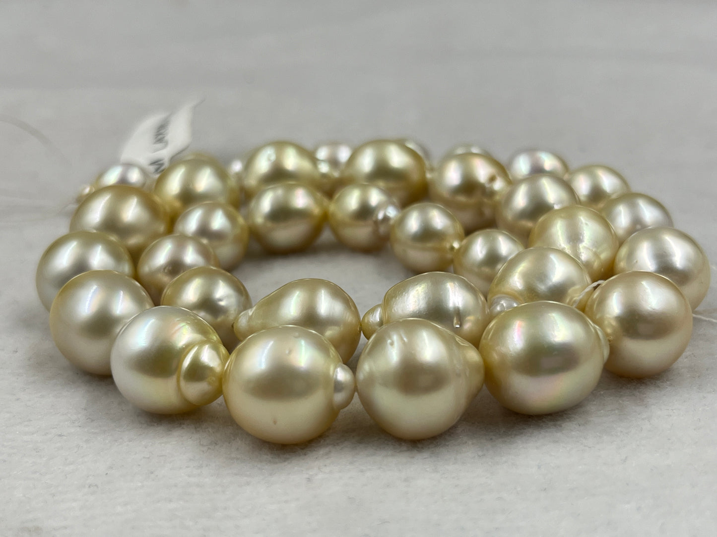 South Sea Pearl Light Golden Color, Drop Shape, AAA/1 Luster Pearl, 10-15.5 MM Size