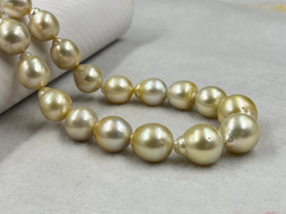South Sea Pearl Light Golden Color, Drop Shape, AAA/1 Luster Pearl, 10-15.5 MM Size
