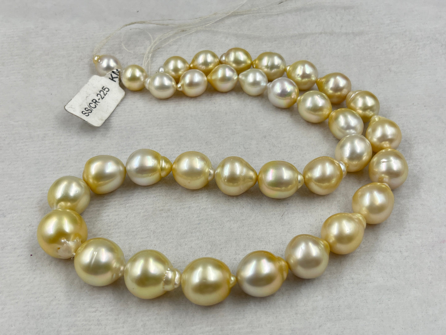 South Sea Pearl Light Golden Color, Drop Shape, AAA/1 Luster Pearl, 10-15.5 MM Size