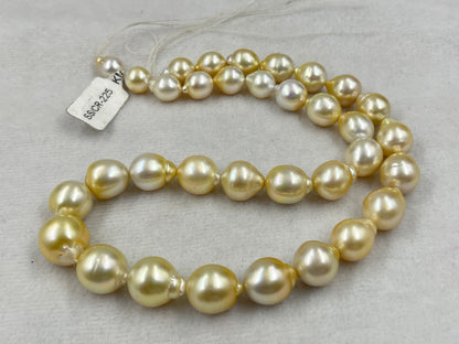 South Sea Pearl Light Golden Color, Drop Shape, AAA/1 Luster Pearl, 10-15.5 MM Size