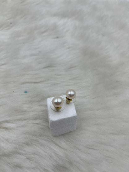 Natural Freshwater Pearl Necklace with imitation stone and pearl studs  | Handmade Elegant Pearl Jewelry | Brass Lock