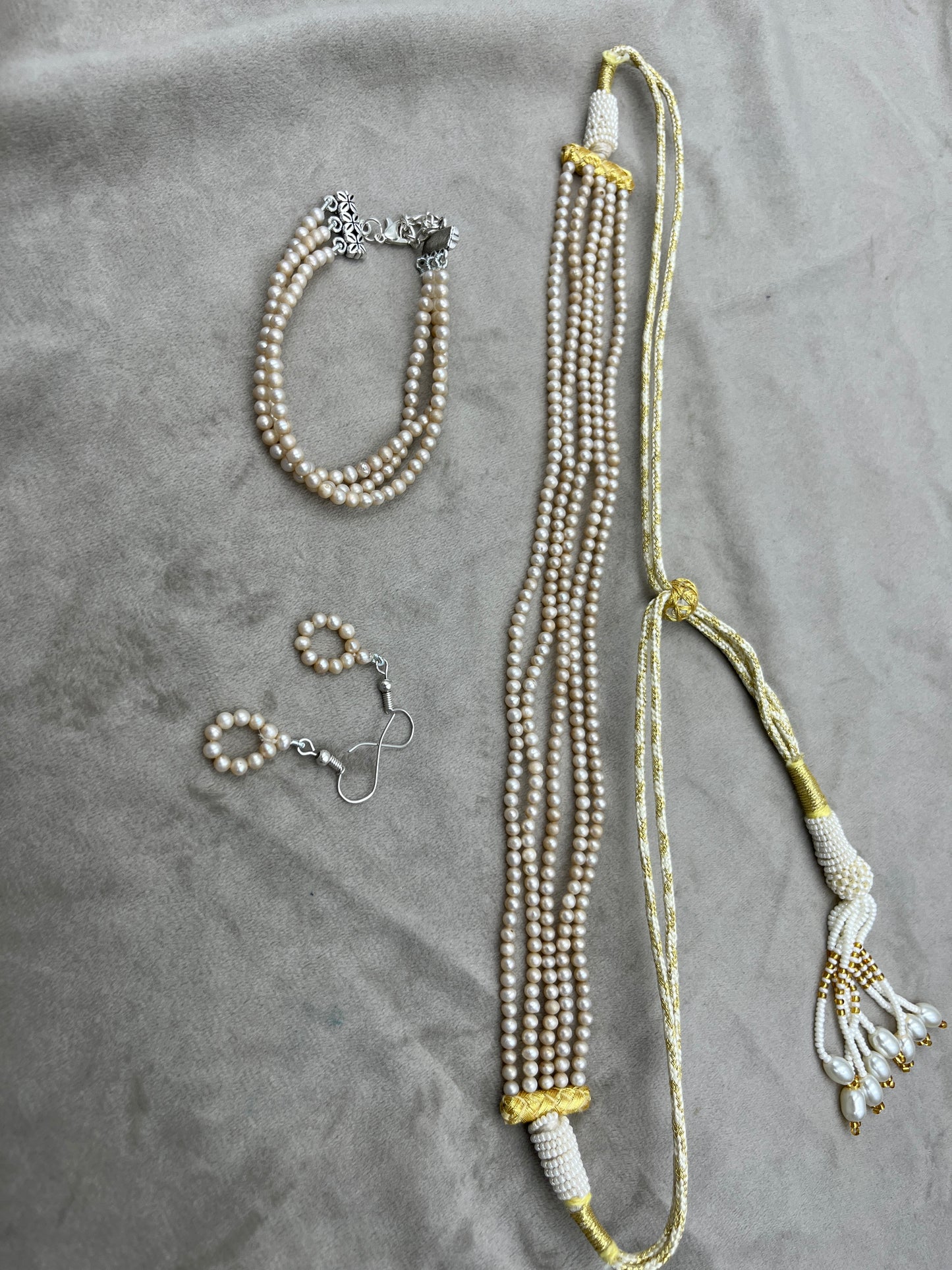 Natural Freshwater Pearl Choker with Earring and Bracelet  Pendant | Handmade Elegant Pearl Jewelry