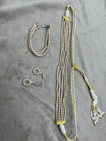 Natural Freshwater Pearl Choker with Earring and Bracelet  Pendant | Handmade Elegant Pearl Jewelry