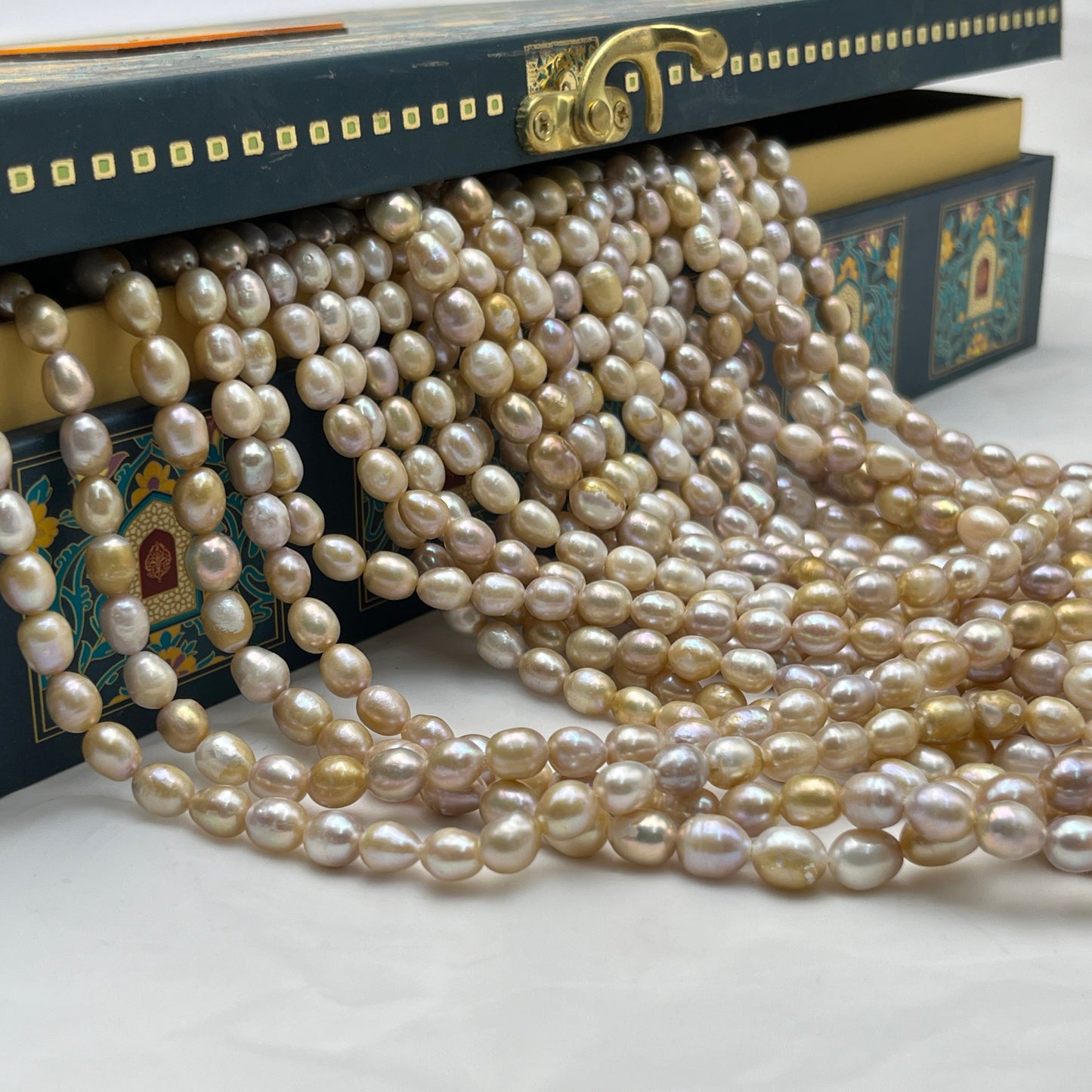 Freshwater Pearl, Multi Color, Rice Shape, 6.5 MM Size