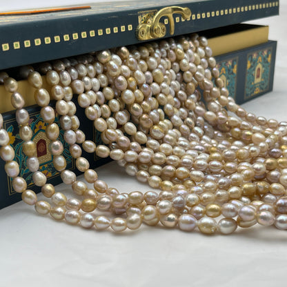 Freshwater Pearl, Multi Color, Rice Shape, 6.5 MM Size