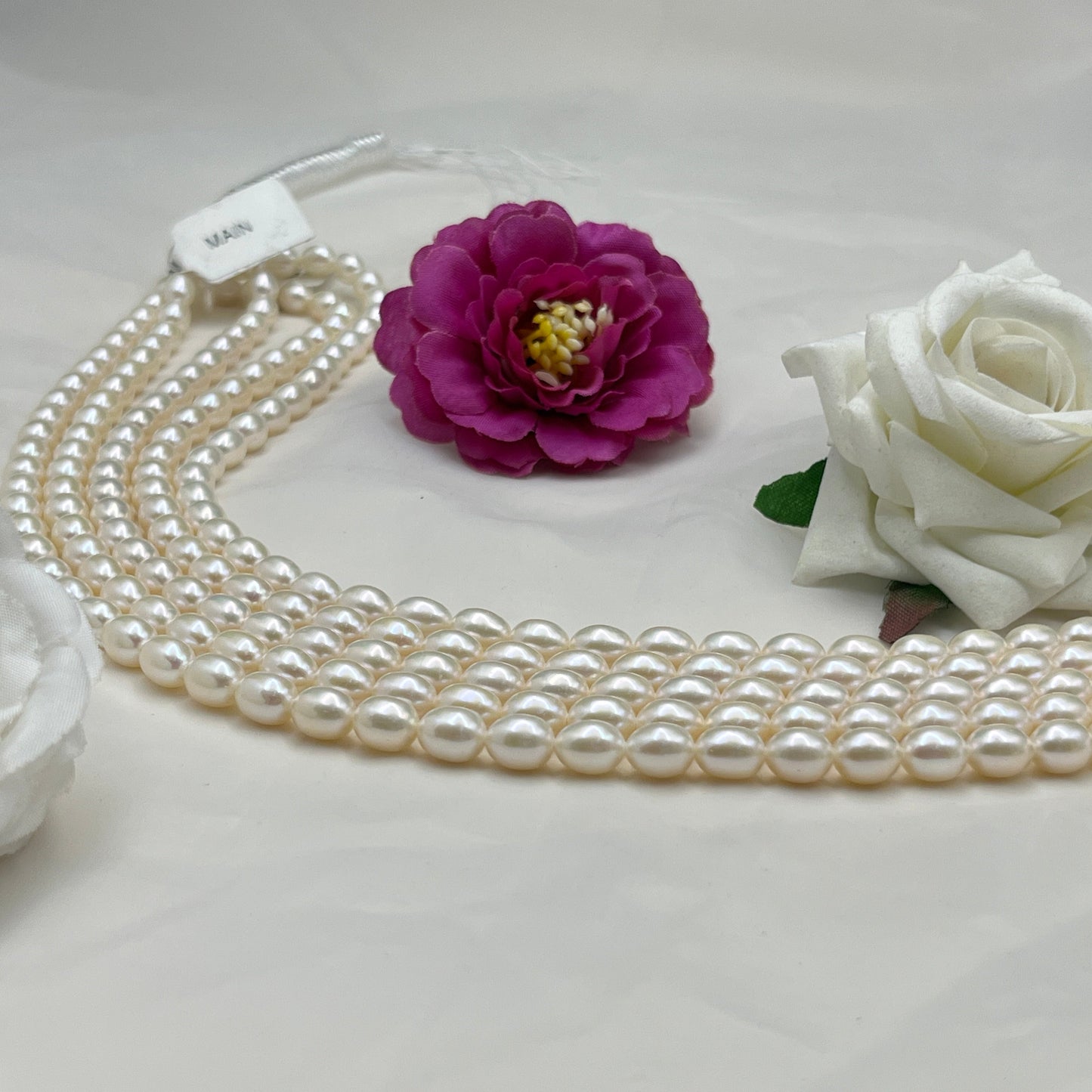 Fresh Water Pearl, Off White Color, Rice Shape, 6.5 MM Size