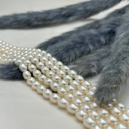 Fresh Water Pearl, Off White Color, Rice Shape, 6.5 MM Size