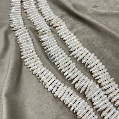 Freshwater Pearl , White Color, Uneven Shape, 6.5*21 Size