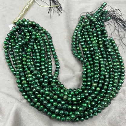 Freshwater Pearl, Green Color, Round Shape, 7.5mm Size