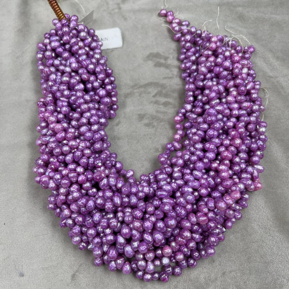 Freshwater Pearl , purple Color , Drop Shape, Uneven Size