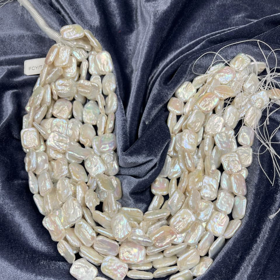 Freshwater Pearl, White Color,   Rectangle Shape, 14-15MM Size