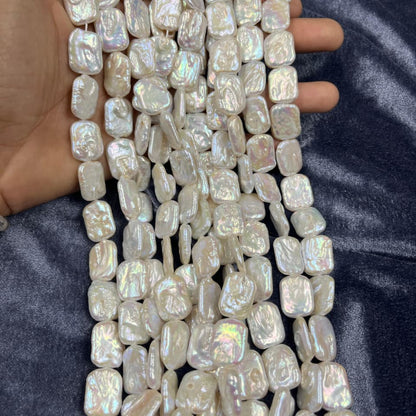 Freshwater Pearl, White Color,   Rectangle Shape, 14-15MM Size