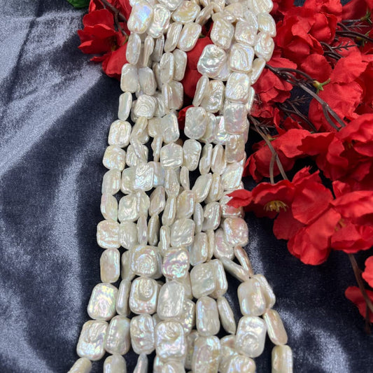 Freshwater Pearl, White Color,   Rectangle Shape, 14-15MM Size