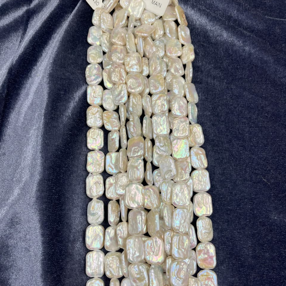 Freshwater Pearl, White Color,   Rectangle Shape, 14-15MM Size