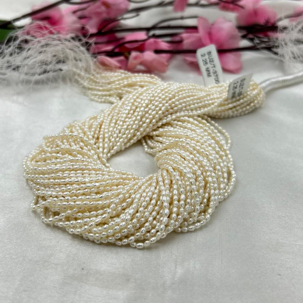 Freshwater Pearl , Cream Color, Rice Shape, 2.25m Size