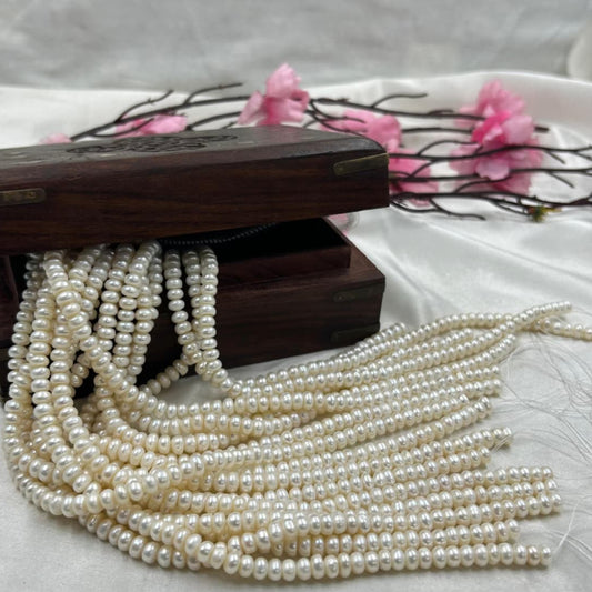 Freshwater Pearl, White Color, Flat Shape, 6mm  Size approx
