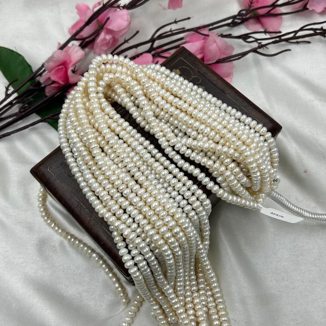 Freshwater Pearl, White Color, Flat Shape, 6mm  Size approx