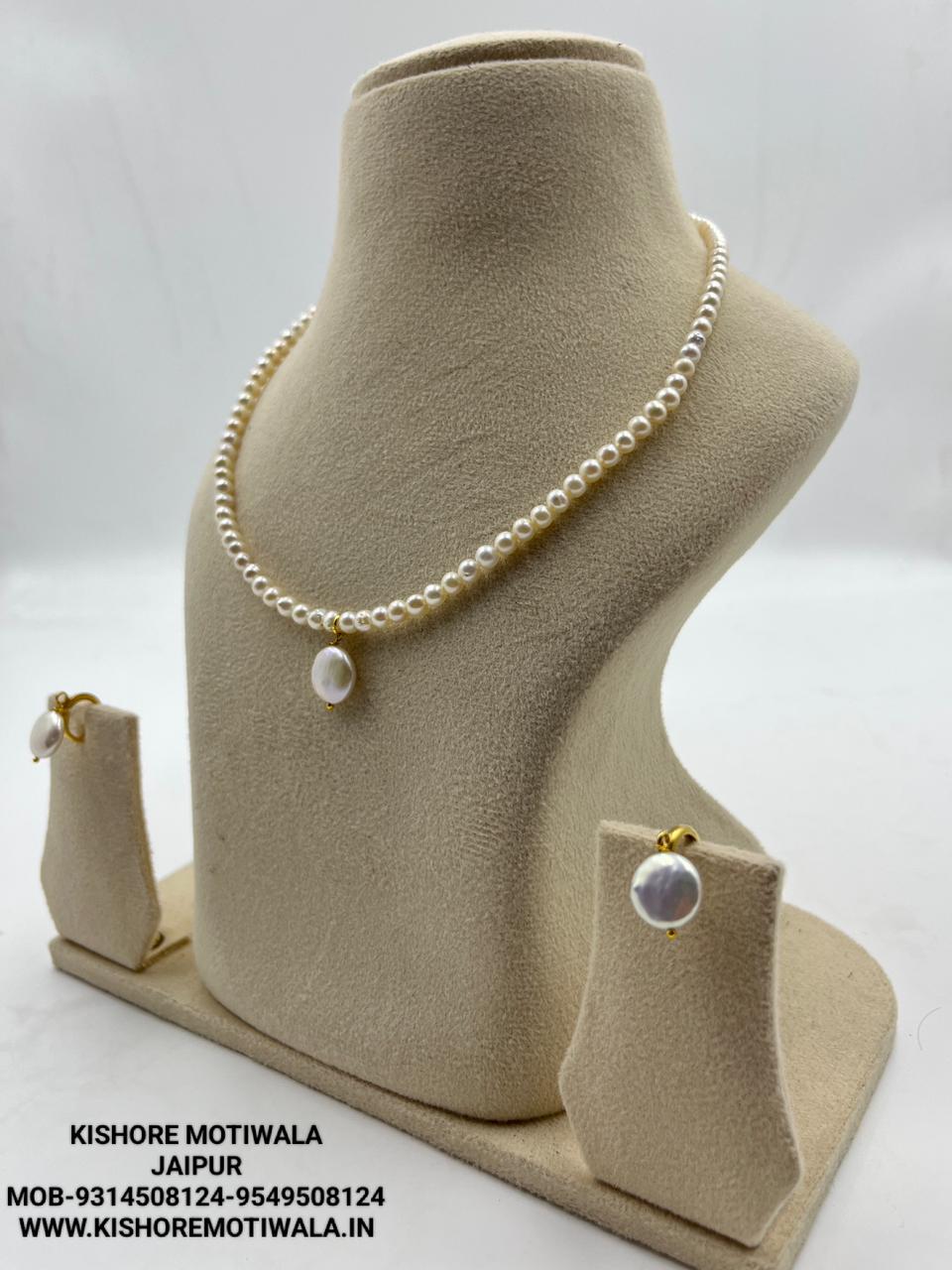 Fresh water pearls necklace set with brass earrings / brass  bracelet with brass hook
