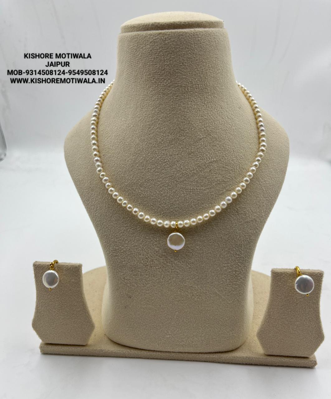 Fresh water pearls necklace set with brass earrings / brass  bracelet with brass hook