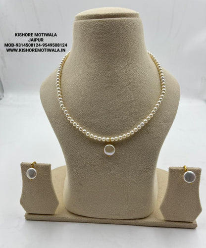 Fresh water pearls necklace set with brass earrings / brass  bracelet with brass hook