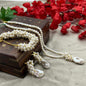 Fresh water pearls necklace set with brass earrings / brass  bracelet with brass hook
