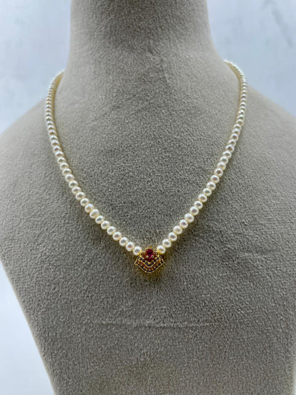 Fresh water pearls because with imitation stone and brass lock&nbsp;