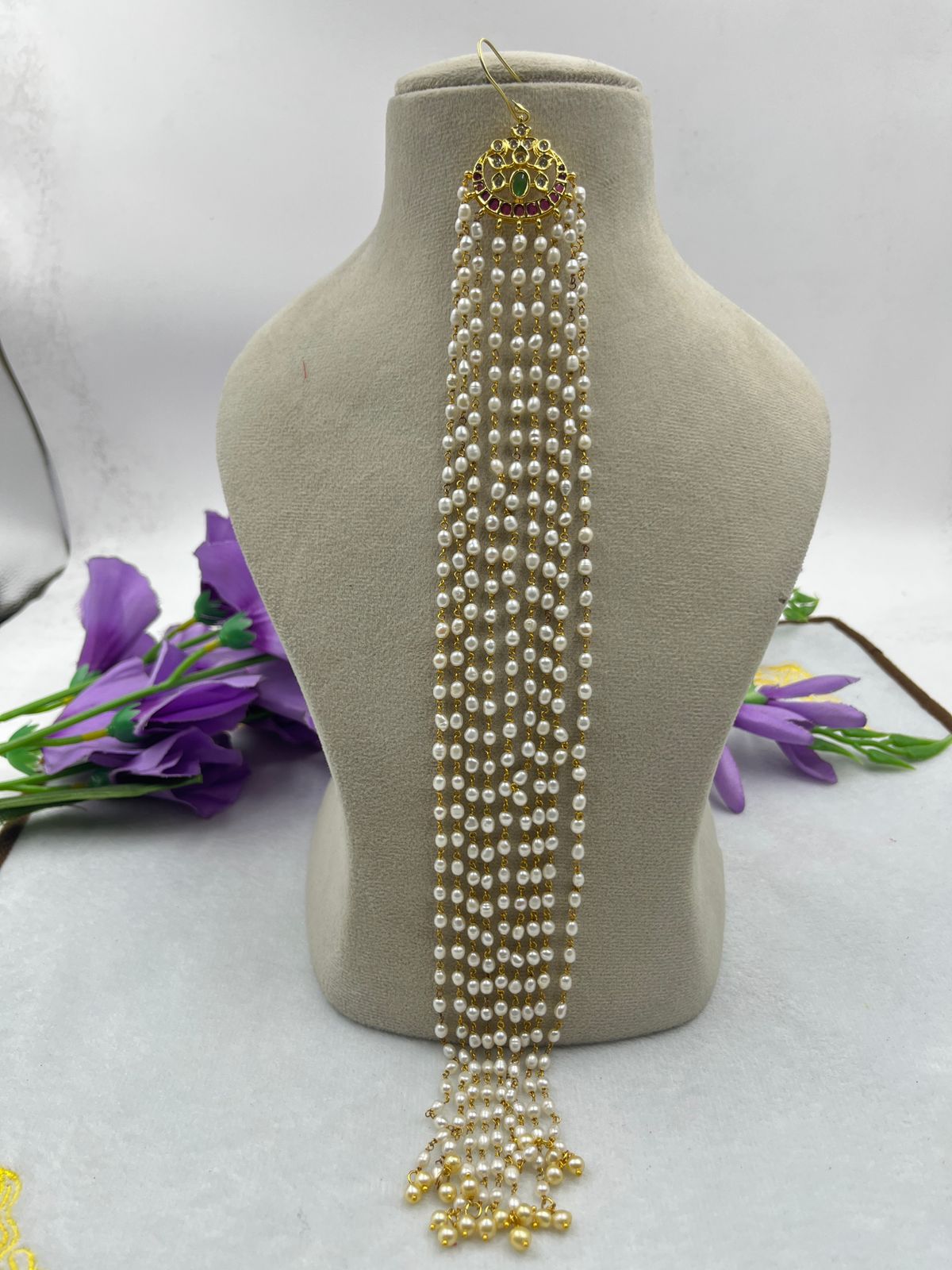 Fresh water pearls hair jhumar