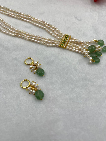 Fresh water pearls necklace with Chinese beads and earring