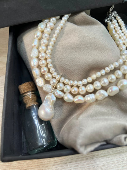 Natural Freshwater Pearl Necklace with Baroque Pearl Pendant | Handmade Elegant Pearl Jewelry