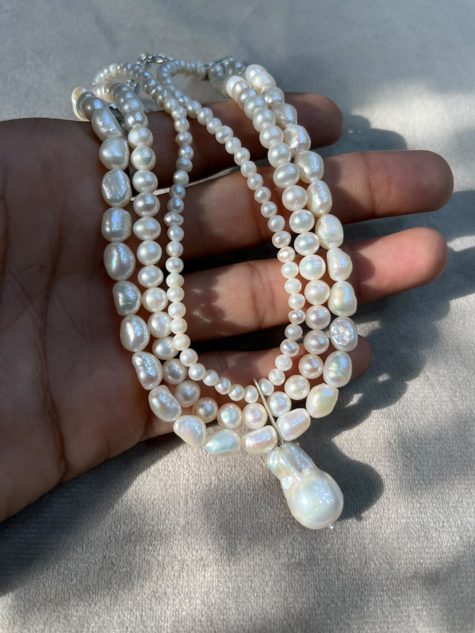 Natural Freshwater Pearl Necklace with Baroque Pearl Pendant | Handmade Elegant Pearl Jewelry