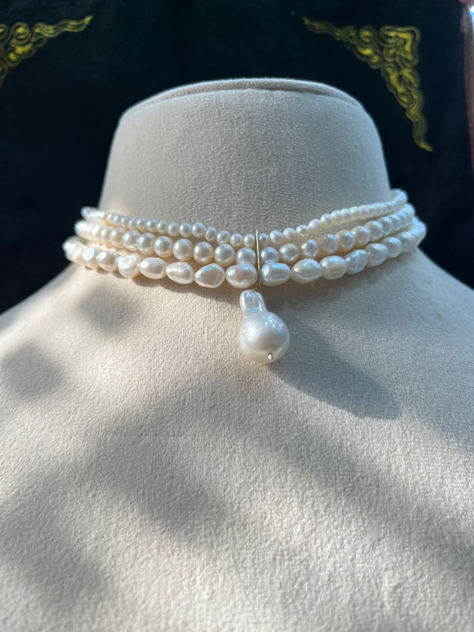 Natural Freshwater Pearl Necklace with Baroque Pearl Pendant | Handmade Elegant Pearl Jewelry