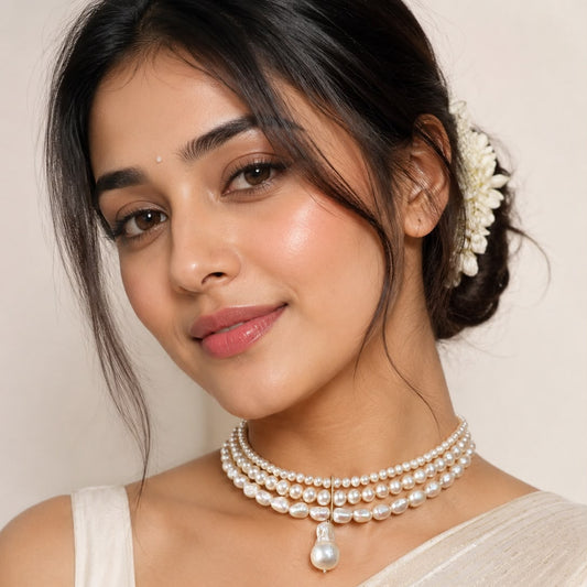 Natural Freshwater Pearl Necklace with Baroque Pearl Pendant | Handmade Elegant Pearl Jewelry