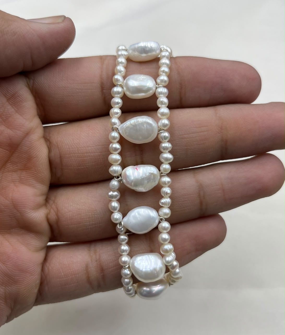 Freshwater Pearl Rakhi Bracelet | Handmade Pearl Rakhi for Brother | Elegant Raksha Bandhan Gift | Brass Lock