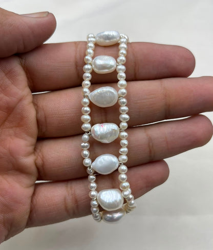 Freshwater Pearl Rakhi Bracelet | Handmade Pearl Rakhi for Brother | Elegant Raksha Bandhan Gift | Brass Lock