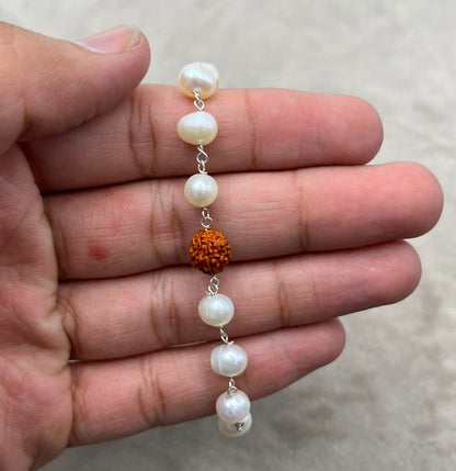 Freshwater Pearl Rakhi Bracelet | Handmade Pearl Rakhi for Brother | Elegant Raksha Bandhan Gift | Adjustable Rakhi