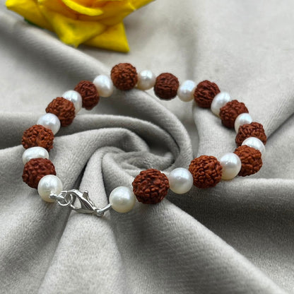 Handcrafted Freshwater Pearl Rakhi | Adjustable Pearl Bracelet | Elegant Raksha Bandhan Gift for Brother