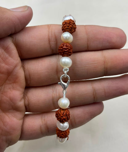Handcrafted Freshwater Pearl Rakhi | Adjustable Pearl Bracelet | Elegant Raksha Bandhan Gift for Brother