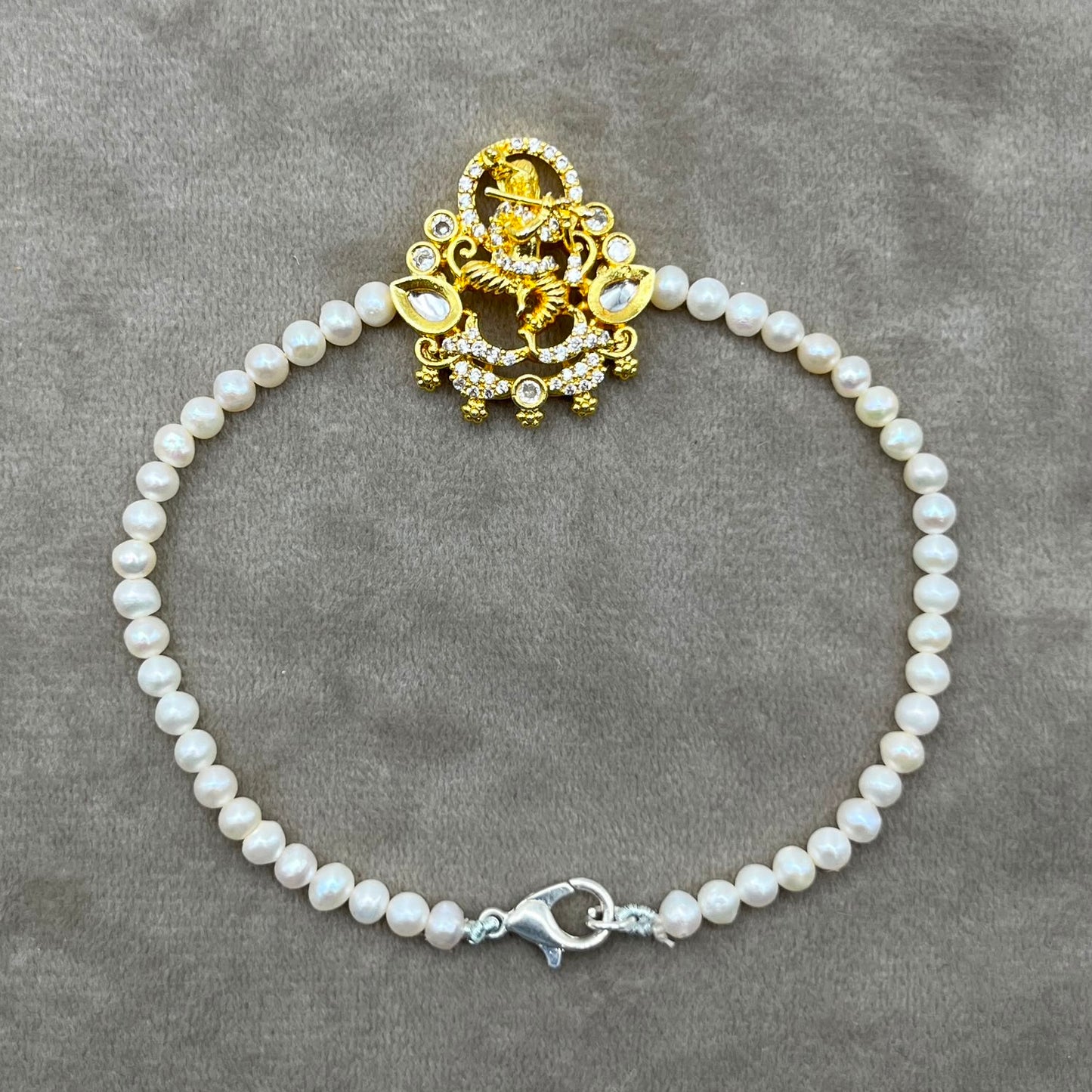 Freshwater Pearl Rakhi Bracelet | Handmade Pearl Rakhi for Brother | Elegant Raksha Bandhan Gift | Adjustable Rakhi