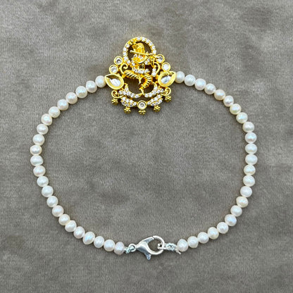 Freshwater Pearl Rakhi Bracelet | Handmade Pearl Rakhi for Brother | Elegant Raksha Bandhan Gift | Adjustable Rakhi