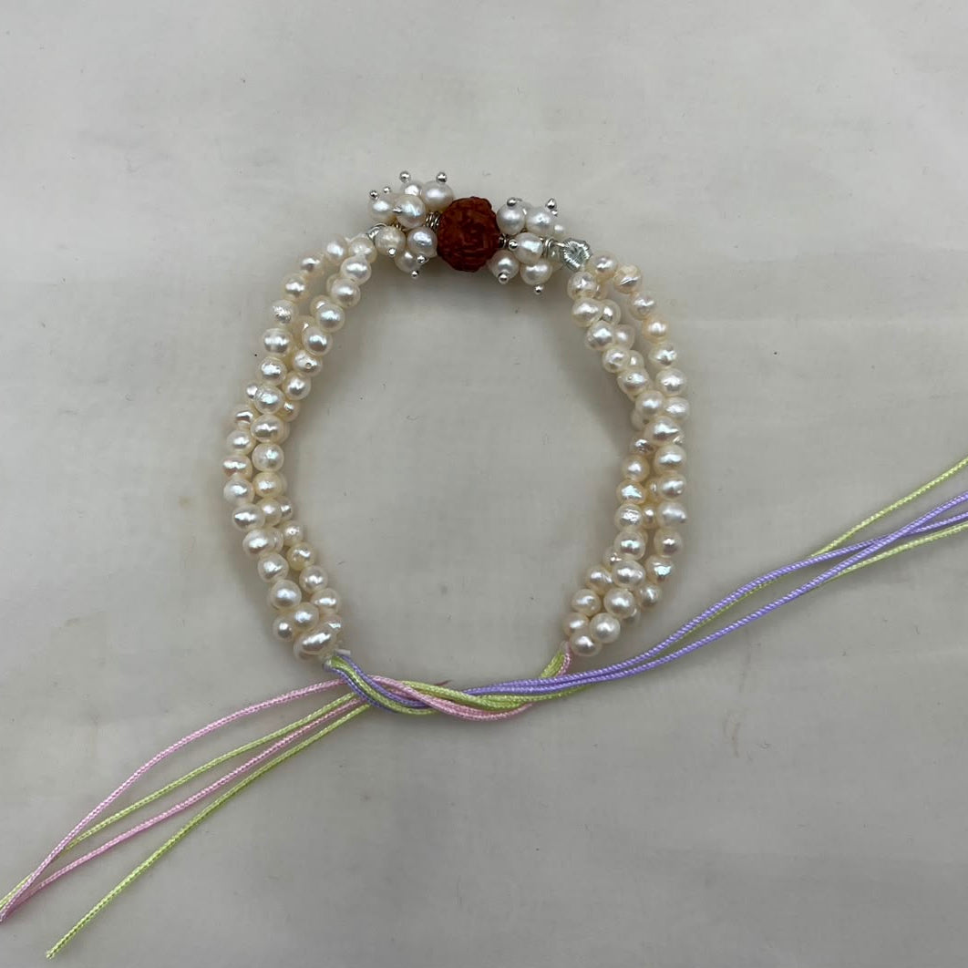 Freshwater Pearl Rakhi Bracelet | Handmade Pearl Rakhi for Brother | Elegant Raksha Bandhan Gift | Adjustable Rakhi