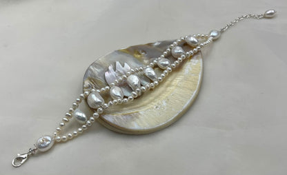 Freshwater Pearl Rakhi Bracelet | Handmade Pearl Rakhi for Brother | Elegant Raksha Bandhan Gift | Brass Lock