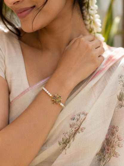 Natural Freshwater Pearl Bracelet | Designer  Charm Bracelet | Gift for Her | Handmade Jewelry
