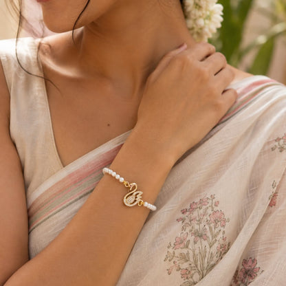 Natural Freshwater Pearl Bracelet | Designer  Charm Bracelet | Gift for Her | Handmade Jewelry