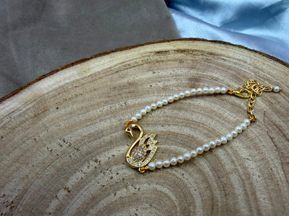 Natural Freshwater Pearl Bracelet | Designer  Charm Bracelet | Gift for Her | Handmade Jewelry