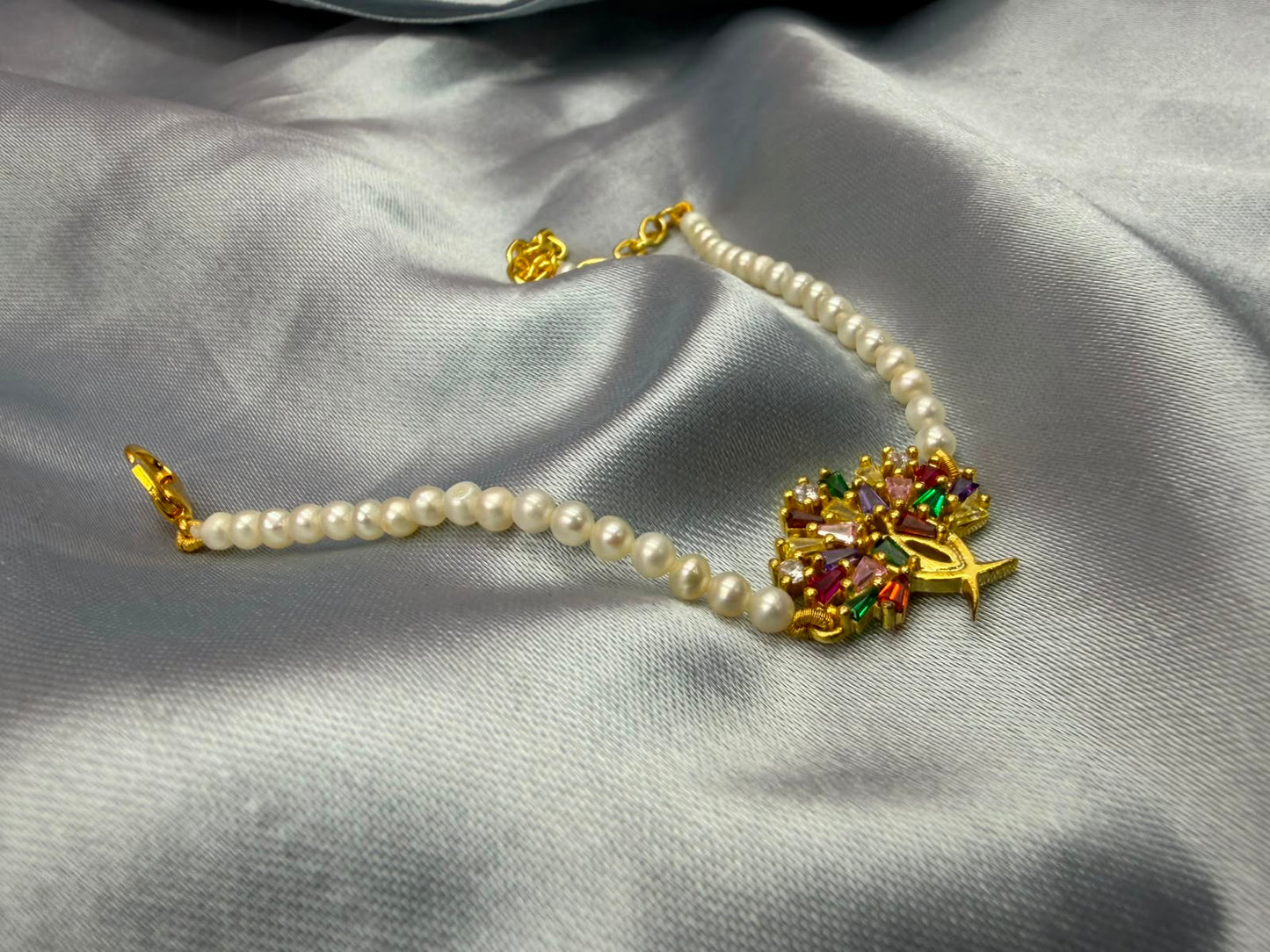 Natural Freshwater Pearl Bracelet | Designer  Charm Bracelet | Gift for Her | Handmade Jewelry