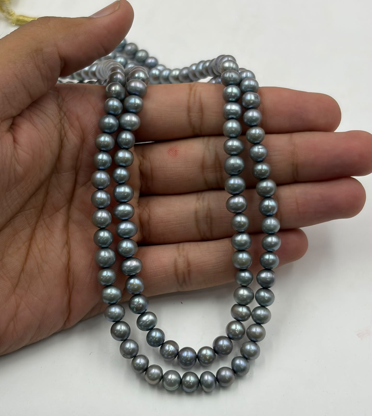 Grey Freshwater Pearl Jewelry Set | 2 Layer Pearl Necklace, Bracelet & Earrings | Handmade Gift for Her