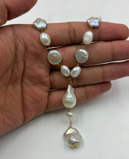 Freshwater Baroque Pearl Necklace | Handmade Natural Cultured Pearl Statement Necklace | Women's Jewelry
