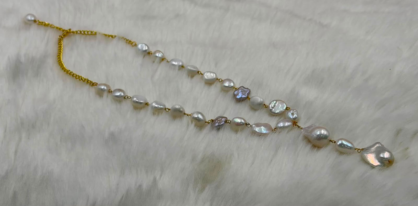 Freshwater Baroque Pearl Necklace | Handmade Natural Cultured Pearl Statement Necklace | Women's Jewelry