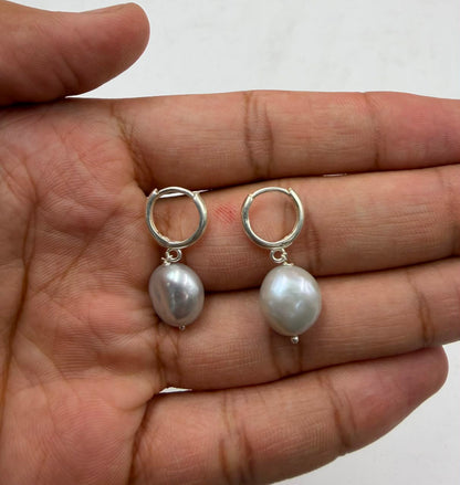 Grey Freshwater Pearl Necklace Set | Tumble Shape Pearl Jewelry | Elegant Gift for Her