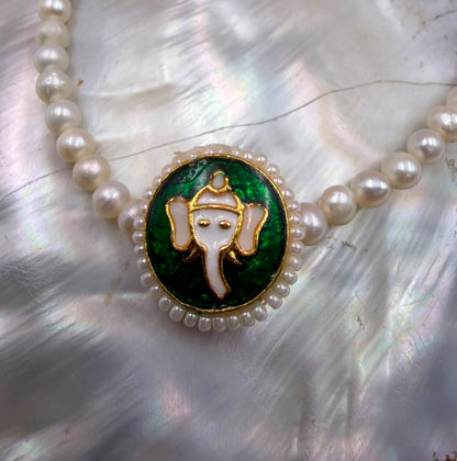 Natural Freshwater Pearl Rakhi | Elegant Raksha Bandhan Bracelet | Handmade Festival Jewelry